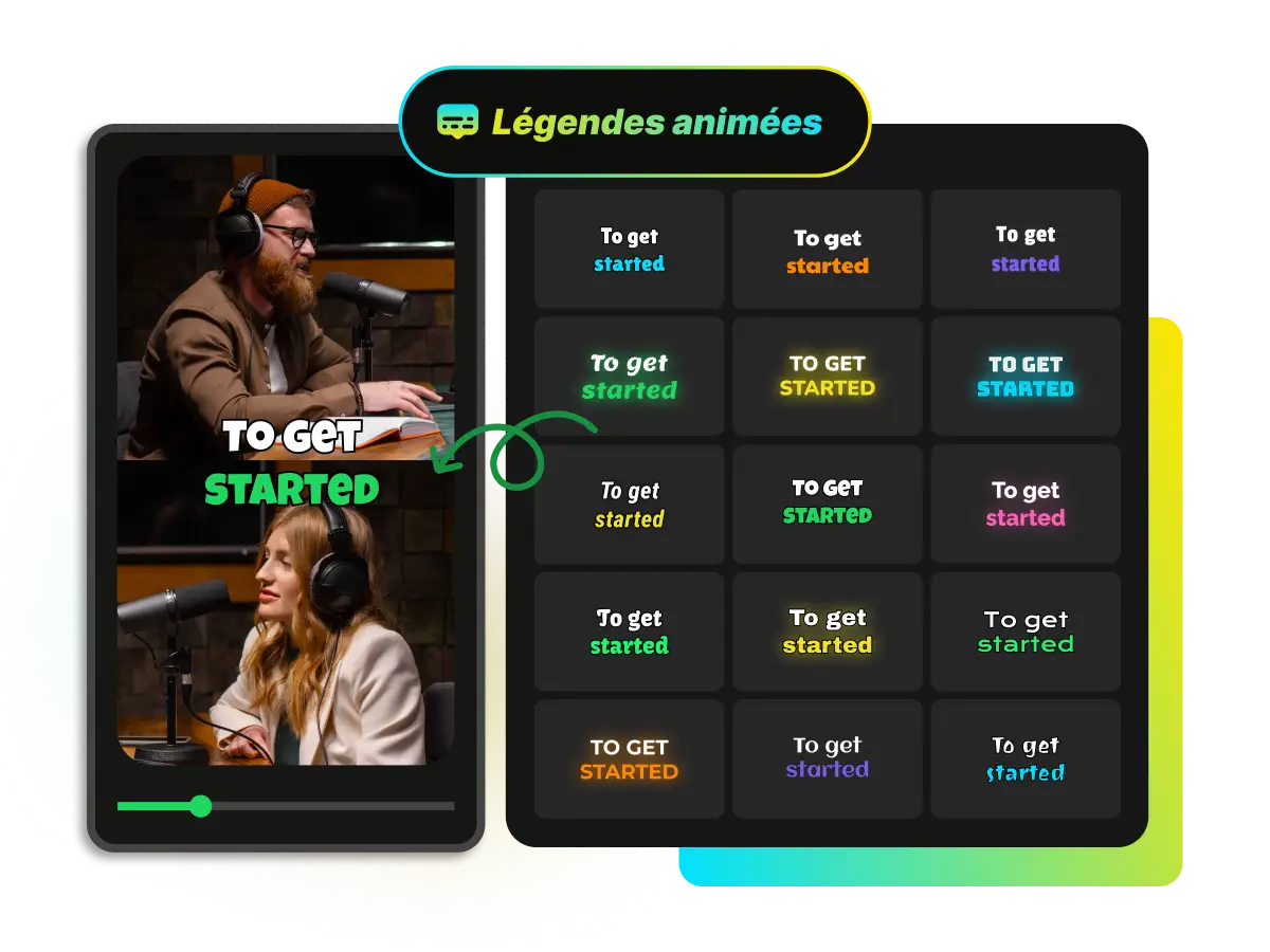 Éditeur de sous-titres avec options de police et de couleur, aperçu sur la vidéo